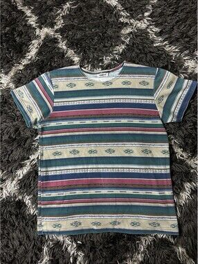 Vintage 90s Vanity Striped Ribbed Knit Crewneck Tee T Shirt Womens L